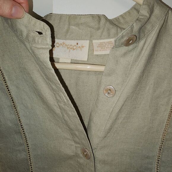 Vintage Counterpoint womens long sleeve linen button down shirt size S tunic - Picture 3 of 12